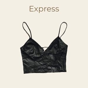 Express x Karlie Kloss Faux Leather Cropped Bralette Tank Size 6
